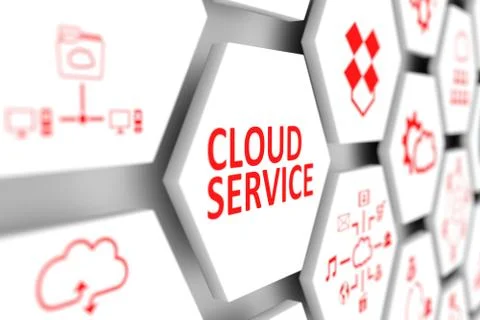 Cloud service concept cell blurred background 3d illustration Stock Illustration