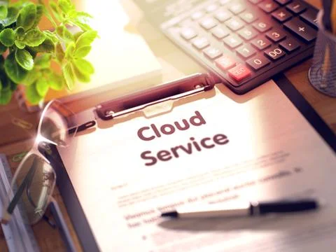 Cloud Service Concept on Clipboard. 3D Illustration Stock Illustration