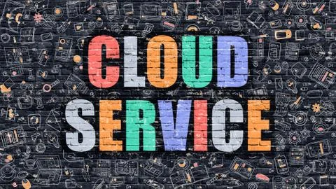 Cloud Service Concept. Multicolor on Dark Brickwall Stock Illustration