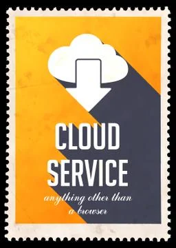 Cloud Service Concept on Yellow in Flat Design. 스톡 일러스트
