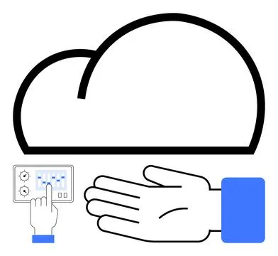 Cloud Service Control with Hand Gesture and Touch Interface for Efficient M.. Stockillustratie
