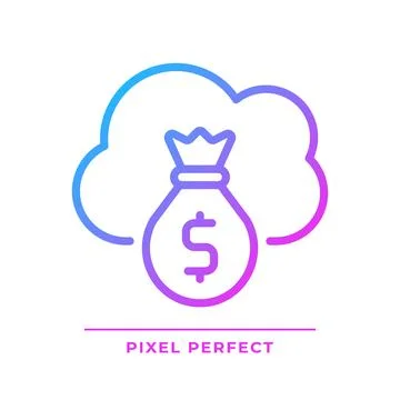 Cloud service cost pixel perfect gradient linear vector icon Illustrazione stock