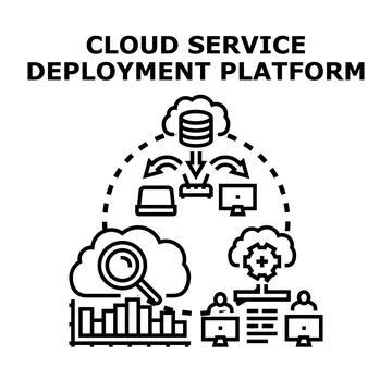 Cloud service deployment platform for software infrastructure イラスト素材