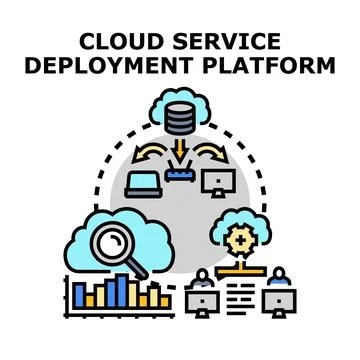 Cloud service deployment platform for software infrastructure Stock Illustration