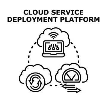 Cloud service deployment platform for software development Stock Illustration