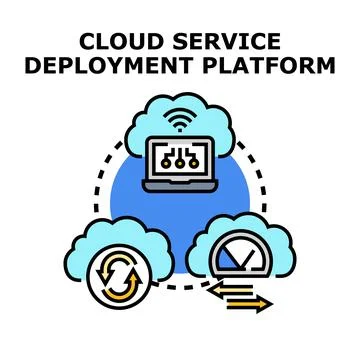 Cloud service deployment platform for software development Stock Illustration