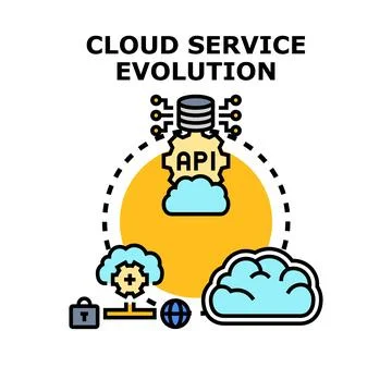 Cloud service evolution and digital transformation concept Stock Illustration