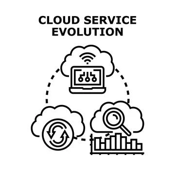 Cloud service evolution process with data analysis concept Stock Illustration