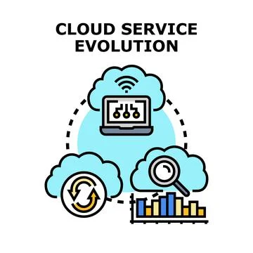 Cloud service evolution process with data analysis concept イラスト素材