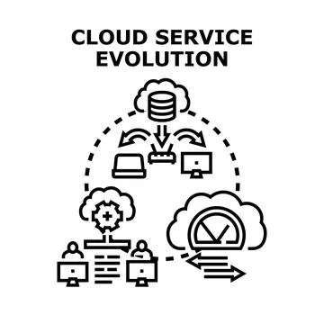 Cloud service evolution process developing business technology 스톡 일러스트