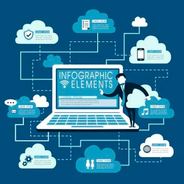 Cloud service flat design Illustrazione stock