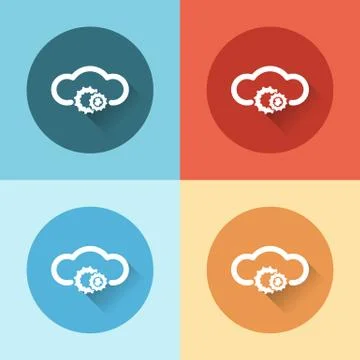 Cloud service with gears flat icons イラスト素材