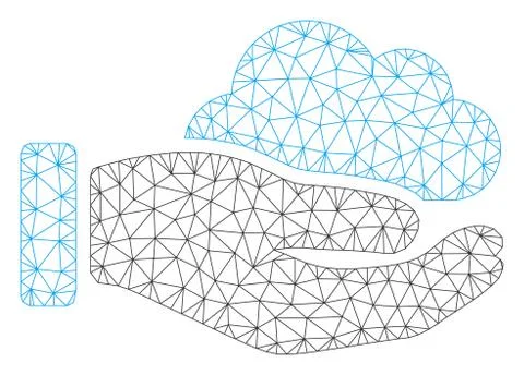 Cloud Service Hand Polygonal Frame Vector Mesh Illustration Stock Illustration