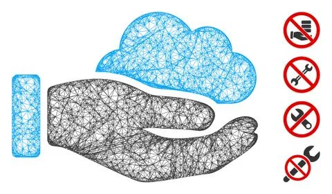 Cloud Service Hand Web Vector Mesh Illustration Stock Illustration