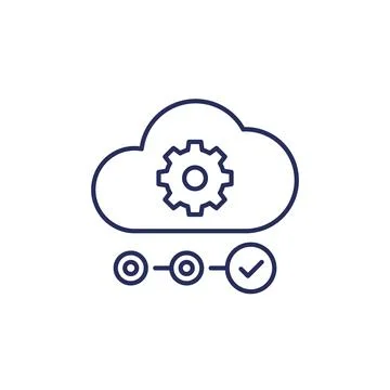 Cloud service icon, line vector Stock Illustration