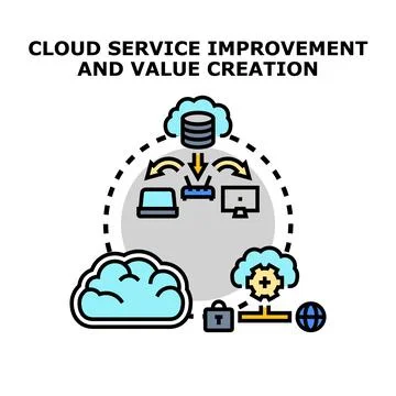 Cloud service improvement and value creation concept Stock Illustration