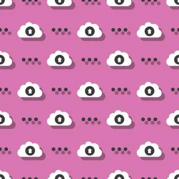 Cloud Service Information Upload Technology Seamless Pattern Illustrazione stock