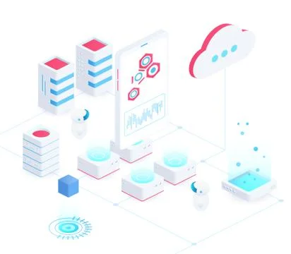 Cloud service isometric vector illustration 스톡 일러스트