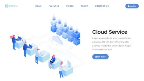 Cloud service landing page vector template Stock Illustration