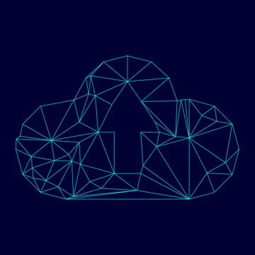 Cloud service low poly triangulation triangulated polygonal electric cyan blu Illustration