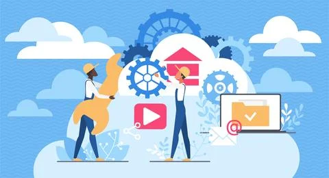 Cloud Service Mechanics Concept Vector イラスト素材