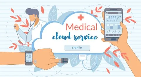 Cloud Service, Modern High Tech Devices Medicine Stock Illustration