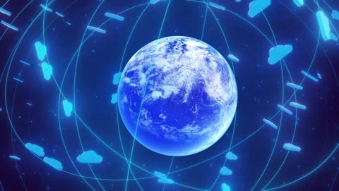 Cloud service network and data centers surrounding the Earth Stock Footage 292633148