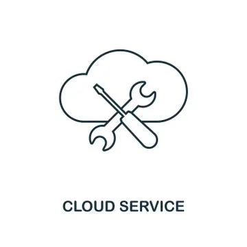 Cloud Service outline icon. Thin line style from big data icons collection Stock Illustration