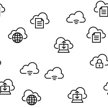 Cloud Service Seamless Pattern Vector 스톡 일러스트