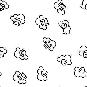 Cloud Service Seamless Pattern Vector 스톡 일러스트