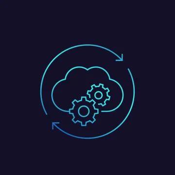 Cloud service settings, configuration line icon Stock Illustration