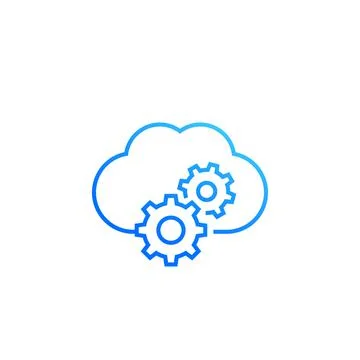 Cloud service settings line icon on white Stock Illustration