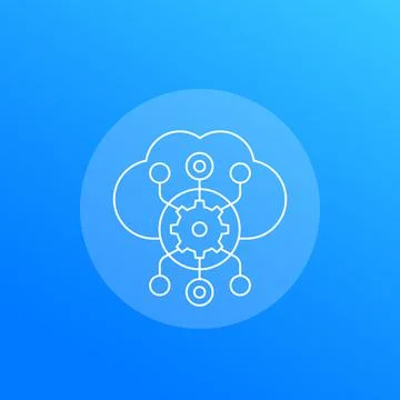 Cloud service settings linear icon Stock Illustration