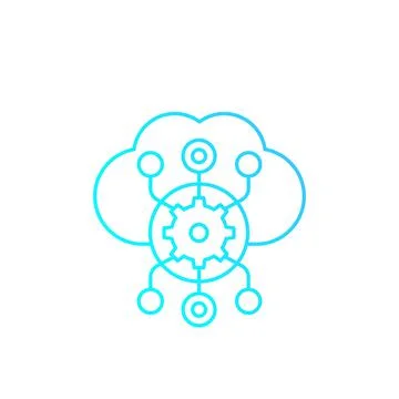 Cloud service settings vector line icon 스톡 일러스트