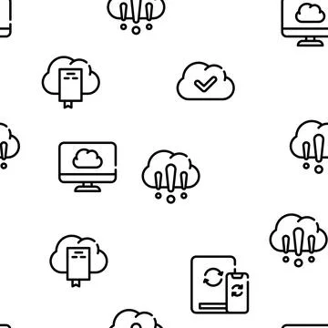Cloud Service Storage Vector Seamless Pattern Stock Illustration