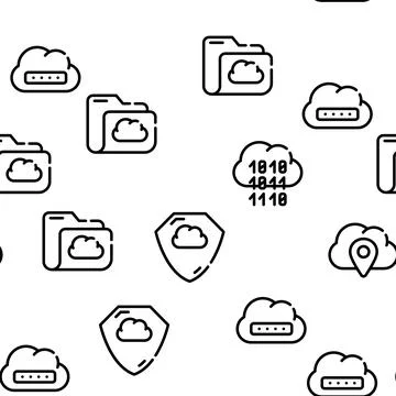 Cloud Service Storage Vector Seamless Pattern Stock Illustration