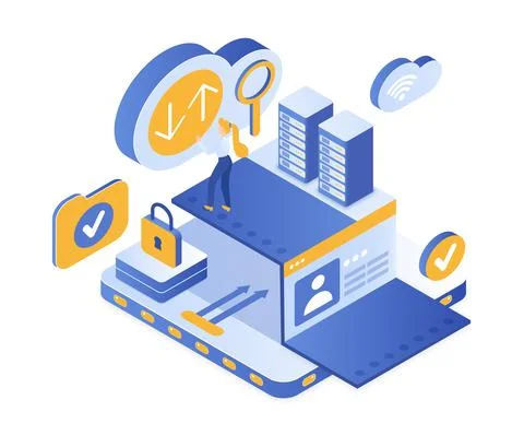 Cloud service storing server and backup solutions Stock Illustration