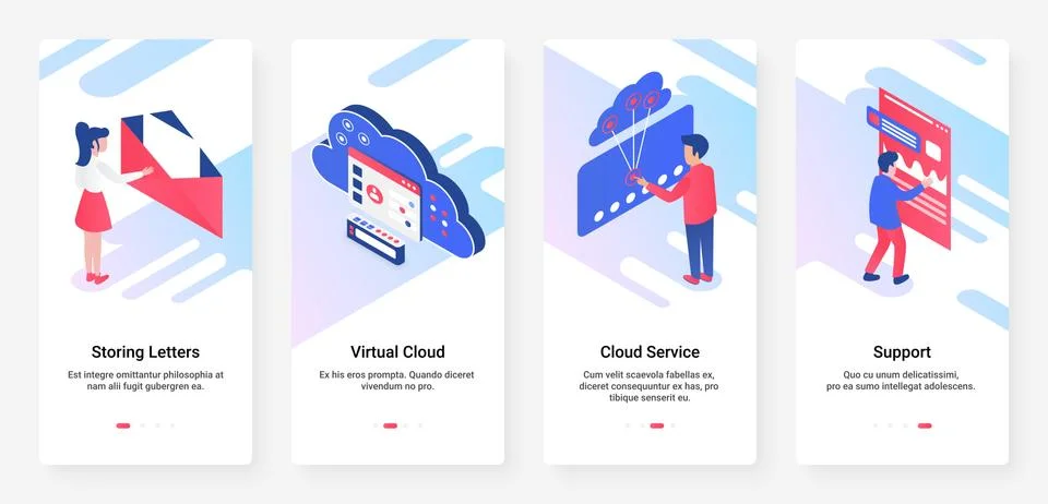 Cloud service support, virtual storage UX, UI onboarding mobile app page screen Stock Illustration