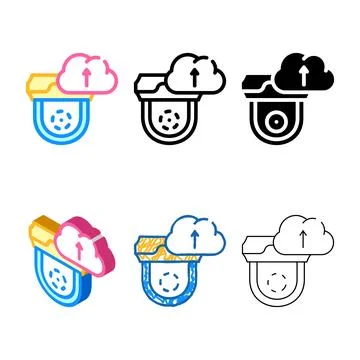 Cloud service for video camera color icon designs vector Stock Illustration