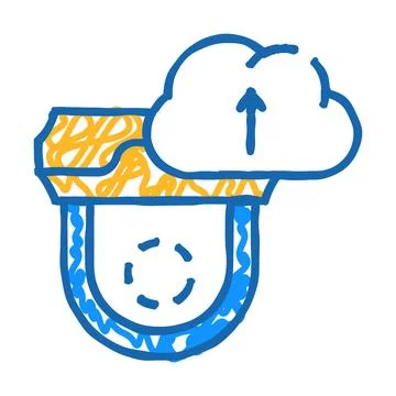 Cloud service for video camera icon doodle illustration Illustrazione stock