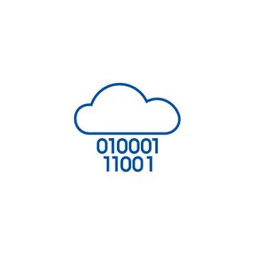 Cloud service,digits zero one,binary code line icon concept. Cloud service Stock Illustration