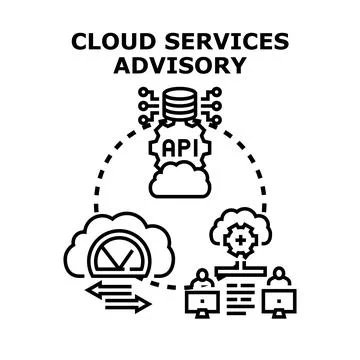 Cloud services advisory consulting with data management system Illustrazione stock