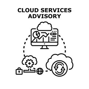 Cloud services advisory exploring data management security and optimization 스톡 일러스트