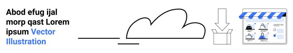 Cloud Services and E-commerce Website Deployment with Text Integration イラスト素材