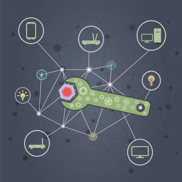 Cloud services and repairs conceptual illustration Stock Illustration