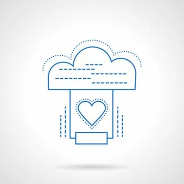 Cloud services blue flat line vector icon Stock Illustration
