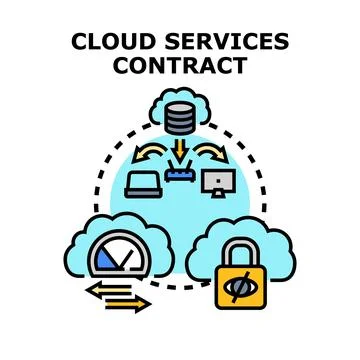 Cloud services contract providing data storage solution 스톡 일러스트