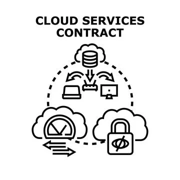 Cloud services contract providing data storage solution Stock Illustration