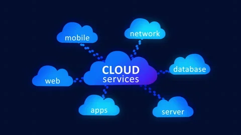Cloud Services Digital Animation Concept on Solid Background Stock Footage 155604717