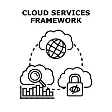 Cloud services framework concept for global data analysis and security Stock Illustration